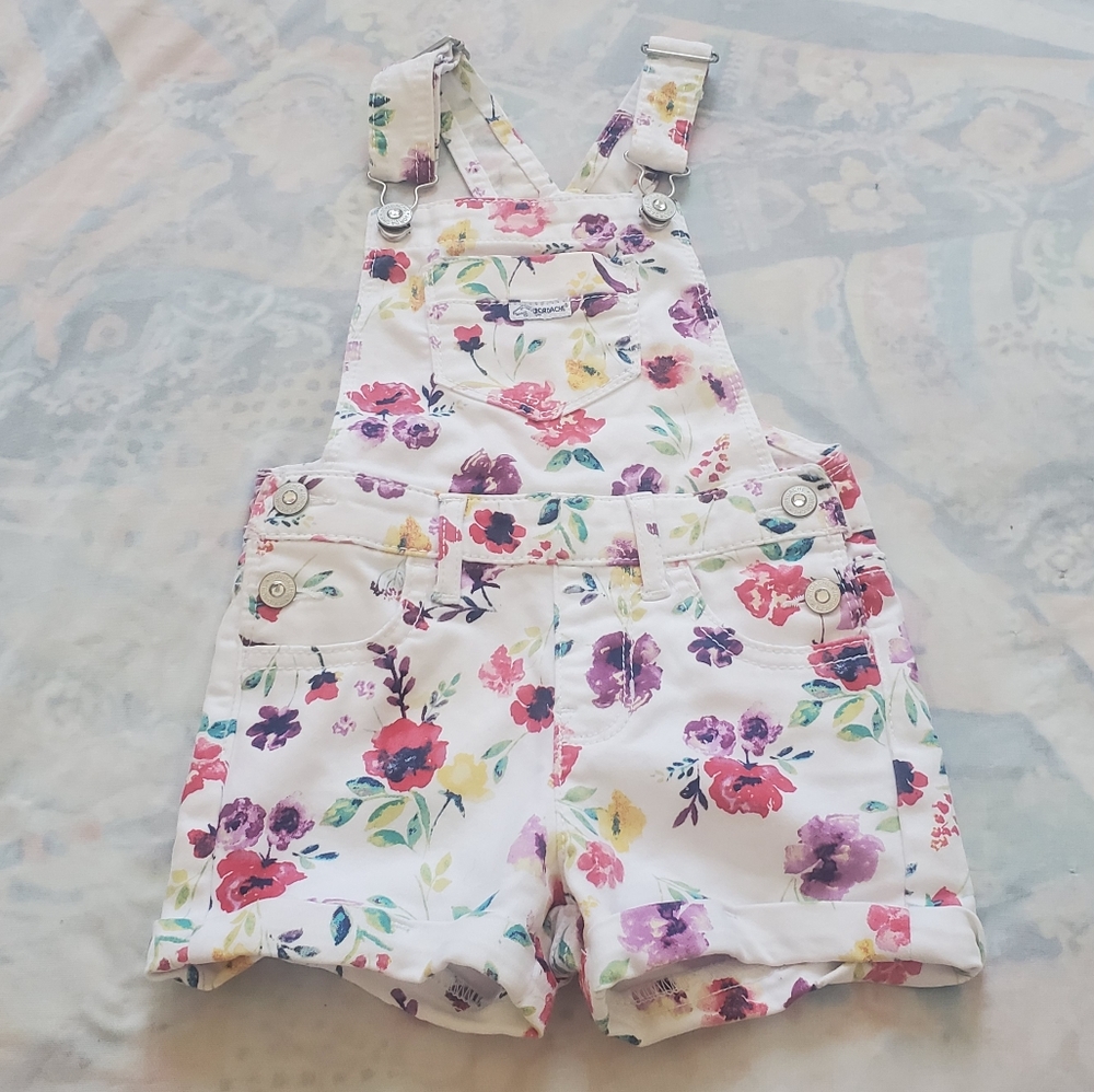 Jordache. Girls White Floral Overalls